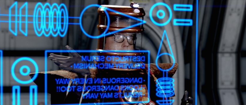 Sci-fi scene with neon blue overlays